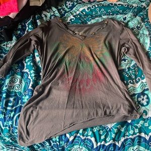 A vintage top, greyish brown, size medium